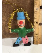 Wooden Clown w/Hoop Ornament  Vintage - See Photos &amp; Desc - 3” (#15) - $8.91