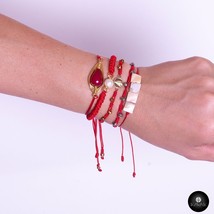 Kavak Handmade women&#39;s Girl Red world Crystal Stone Adjustable Bracelet - $45.00