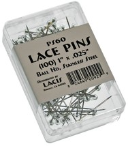 Lacis Glass Ball Head Lace Pins 1&quot; 100/Pkg- - $17.82
