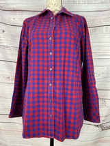 Talbots Button Front Flannel Shirt Womens S Long Sleeve Collared 100% Cotton - £10.66 GBP