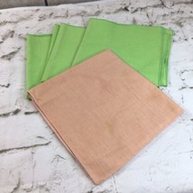 Linen Cloth Napkins Lot Of 4 Lime Green Coral Pink Square Vtg 70’s Faded Flaws - £9.49 GBP