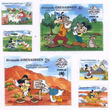 Vintage Grenada Disney Stamps Lot Child&#39;s Scrapbook Unused Mickey Goofy Donald - £6.25 GBP