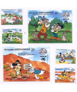 Vintage Grenada Disney Stamps Lot Child&#39;s Scrapbook Unused Mickey Goofy ... - £6.37 GBP