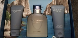 Light Blue Dolce &amp; Gabbana 3 Piece Pc EDT 1.6 4.2 oz / 50 125 ml GIFT SET Men - £102.25 GBP