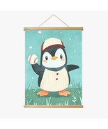 Pete the Pitching Penguin Wood Frame Hanger by Dancing Littles Jungle - $39.99