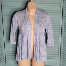 Shannon Ford New York Open Front Cardigan Top ~ Sz PL ~ Blue ~ 3/4 Sleeve - £12.78 GBP