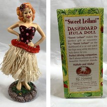 Sassy Redhead Hawaiian Hula Girl Dashboard Doll 1940&#39;s Style Grass Skirt - $32.62