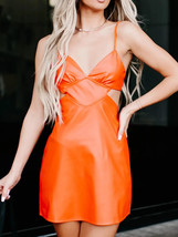 Orange Stylish Zipper Pure Lambskin Leather Genuine Party Designer Women Dress - £158.34 GBP+