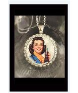 Vintage coke lady pretty rhinestones 925 silver necklace beautiful gift - $32.05 CAD