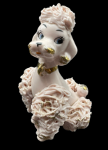Vintage Spaghetti Poodle Pink Gold Trim Figurine Dog 4.5&quot; Norcrest Japan - $25.00
