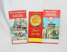 3 1950s Vintage Maps Directories Esso New York &amp; New England Maps, Quality Court - £18.96 GBP