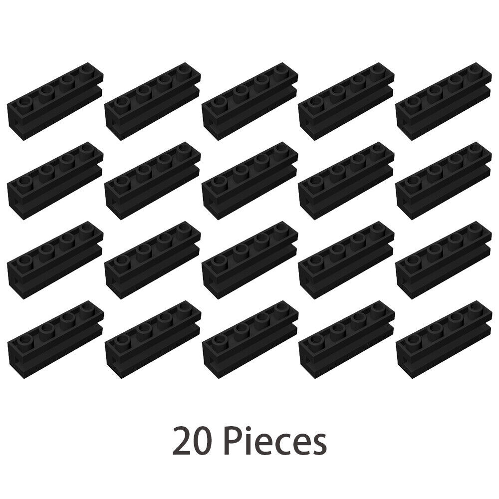 20x Black Part 2653 Sliding Piece 1x4 Building Pieces Bulk Lot 100% Comp... - $7.40