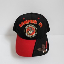 Semper Fi United States Marine Corps Adjustable Baseball Cap Hat Black Red - £7.58 GBP