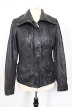 Vince M Black Soft Leather Zip Snap Front Jacket Pockets - £126.55 GBP