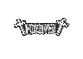FORGIVEN with Crosses 4&quot; x 1.25&quot; iron on patch (4096) Christian (WW) - £4.66 GBP