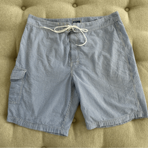 J Crew Blue Seersucker Stripe Long Board Short Swim Trunks Lined 33 - $28.80