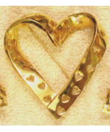 Avon True Hearts Pin 2&quot; Gold Plated Cut Out Design Lapel Brooch VTG 1990&#39;s  - £13.90 GBP