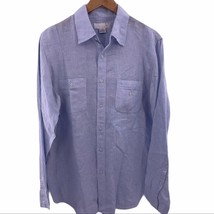 Nove 9 blue checked soft linen button down shirt L - £30.02 GBP