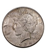 1934-S Silver Peace Dollar in About Uncirculated AU Condition, Nice Luster - $687.04 CAD