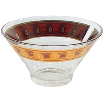 Culver Festival of Wheat Glass Serving Punch Salad Bowl Gold Band Gilt S... - £39.71 GBP