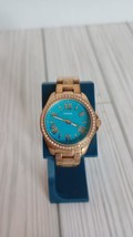 FOSSIL Womens AM4584 &#39;Cecile&#39; Turquoise Dial Rose Gold Tone 29mm Watch - £17.21 GBP