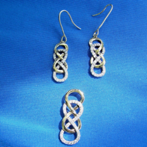EARTH MINED  DIAMOND Vintage Infinity Gold Silver Earrings Matching Deco... - $1,610.25