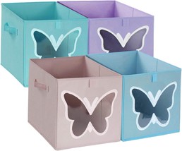 Homyfort Cube Storage Bins For Kids 11X11 - Foldable Fabric, Butterfly Set Of 4 - £27.17 GBP