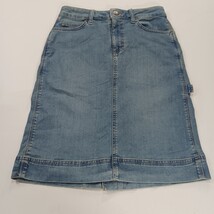 LEE Workwear Mid Rise Medium Denim Skirt Size 2M (36×22) Stretch Slit 112344209 image 10