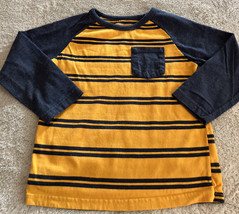 Garanimals Boys Yellow Navy Blue Striped Raglan Long Sleeve Shirt 4T - £4.62 GBP