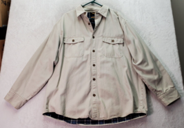 Vintage Woolrich Shacket Mens XL Tan Flannel Lined Cotton Collared Button Front - £25.79 GBP