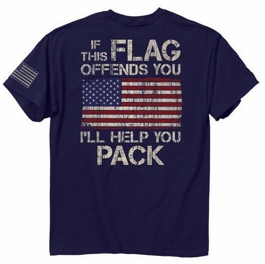 If this Flag Offends You I'll Help Pack Short Sleeve T-Shirt NEW Fast Free Ship