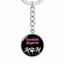 Cat Lover Keychain Gift Turkish Angora Cat Mom Keychain Stainless Steel Or 18k G - £39.65 GBP