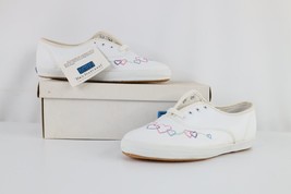 NOS Vintage 90s Keds Youth Size 4Y Heart Lace Up Leather Shoes Sneakers ... - £21.14 GBP