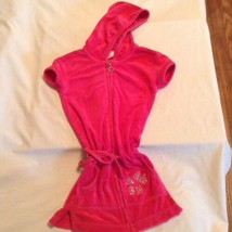 Size 6 6X XS O Rageous swimsuit cover dress pink hoodie sequin terry - $13.99