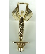 Vintage Solid Metal Woman Wings Branch Olympic Circles Rings Trophy Topp... - £38.01 GBP