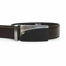 Men&#39;s Genuine Leather Belt W/ Removable Ratchet Sliding Belt Buckle Dk B... - £9.77 GBP