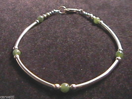 Nephrite Jade &amp; Sterling Silver Tube Style Bracelet 925 SS 6.5&quot;, 7&quot;, 7.5&quot; or 8&quot; - £14.32 GBP+