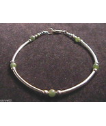 Nephrite Jade &amp; Sterling Silver Tube Style Bracelet 925 SS 6.5&quot;, 7&quot;, 7.5... - £14.20 GBP+