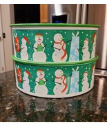 Lot 2 Tupperware One Touch Containers #3421A Snowmen Holidays - $849.98 MXN