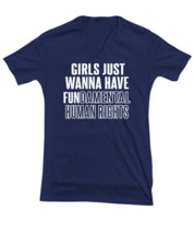 Inspirational TShirt Girls Just Want To Have Fun Navy-V-Tee  - £18.34 GBP