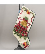 Vintage Williamsburg Needlepoint Christmas Stocking Wool Velvet Pineappl... - $880.49 MXN