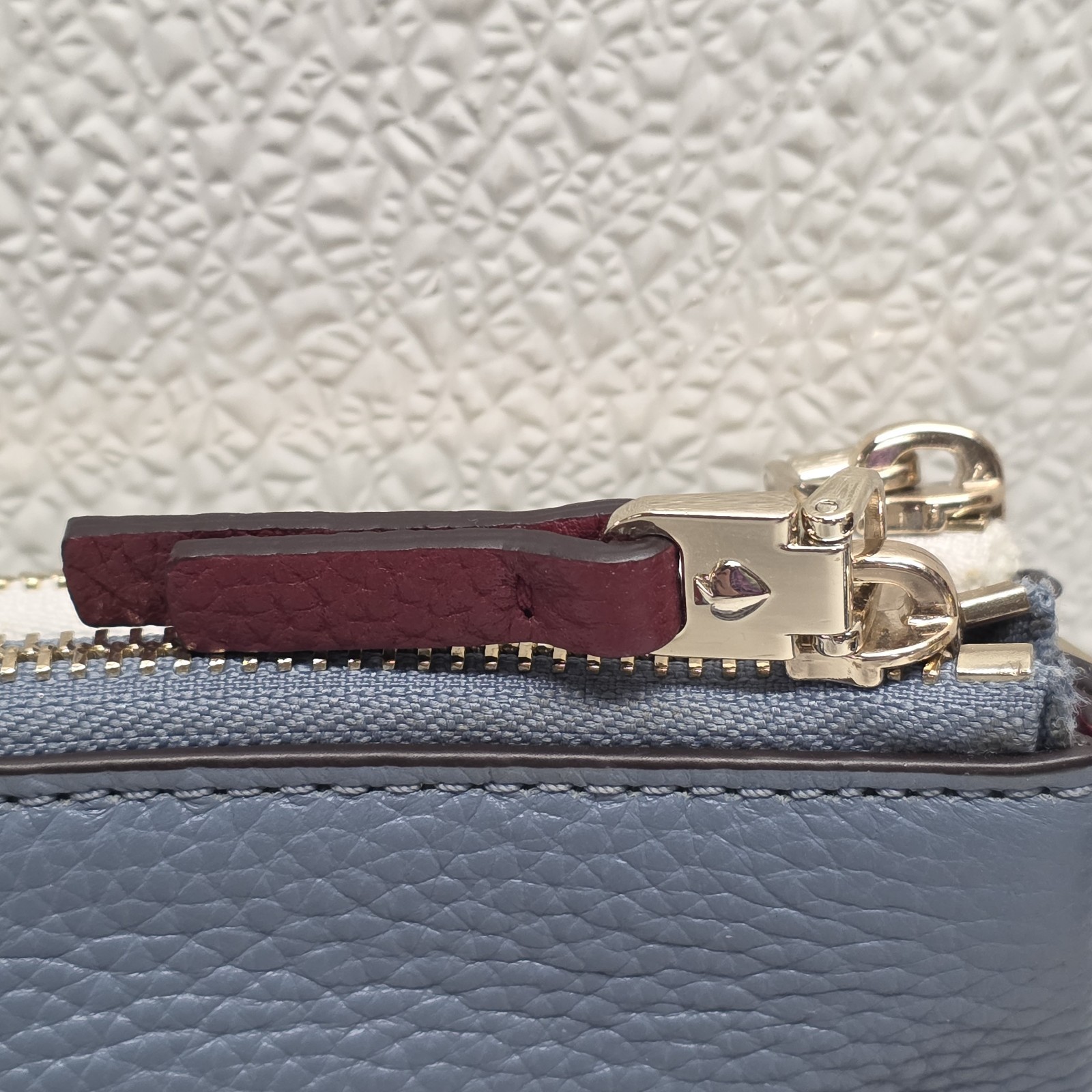 KATE SPADE Polly Double Gusset Medium Leather Crossbody Purse White Blue Item image 8