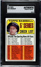 1969 Topps Checklist 426-512 w/ Mickey Mantle Baseball Card #412- SGC Slabbed Au - £43.21 GBP