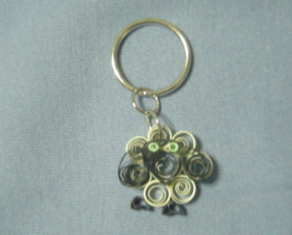 Paper Quill Handcrafted Green Eyed Sheep Keychain Keyring - £10.32 GBP