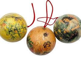 Vintage Victorian Angels Christmas Ornaments Lot 3 Decoupage Balls 3 Inc... - €9,03 EUR