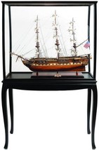 Model Floor Display Case USS Constitution Large Dark Mahogany Rosewood Metal - £1,893.67 GBP