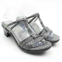 ABEO Womens Gray Snakeskin Print T-Strap Open Toe Slip On Strappy Sandal... - £22.88 GBP