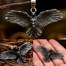 Men's Punk Skull Flying Eagle Pendant Gothic Biker Necklace Stainless Steel 24" - £8.69 GBP