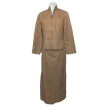 Together Skirt Suit, Size 4, Khaki, A-line Skirt, Zip Front Mandarin Blazer - £31.65 GBP