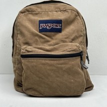 Vintage JanSport Brown Corduroy Backpack 2 Zip Pocket Strap Old School Bag - $116.88